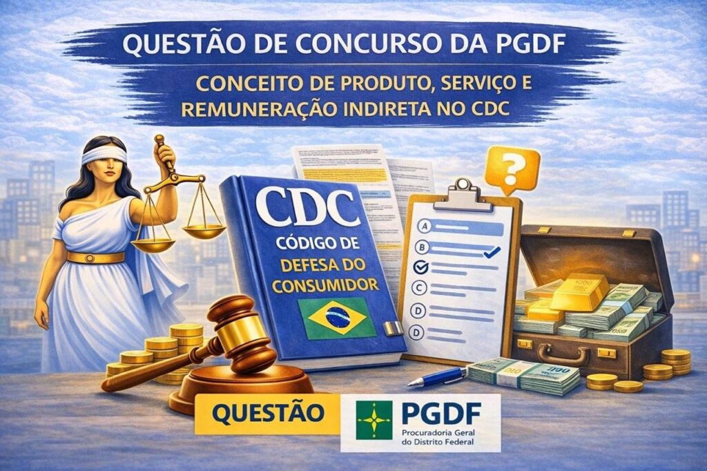 Questão de concurso público para procurador da PGDF sobre produto, serviço gratuito e remuneração no Código de Defesa do Consumidor